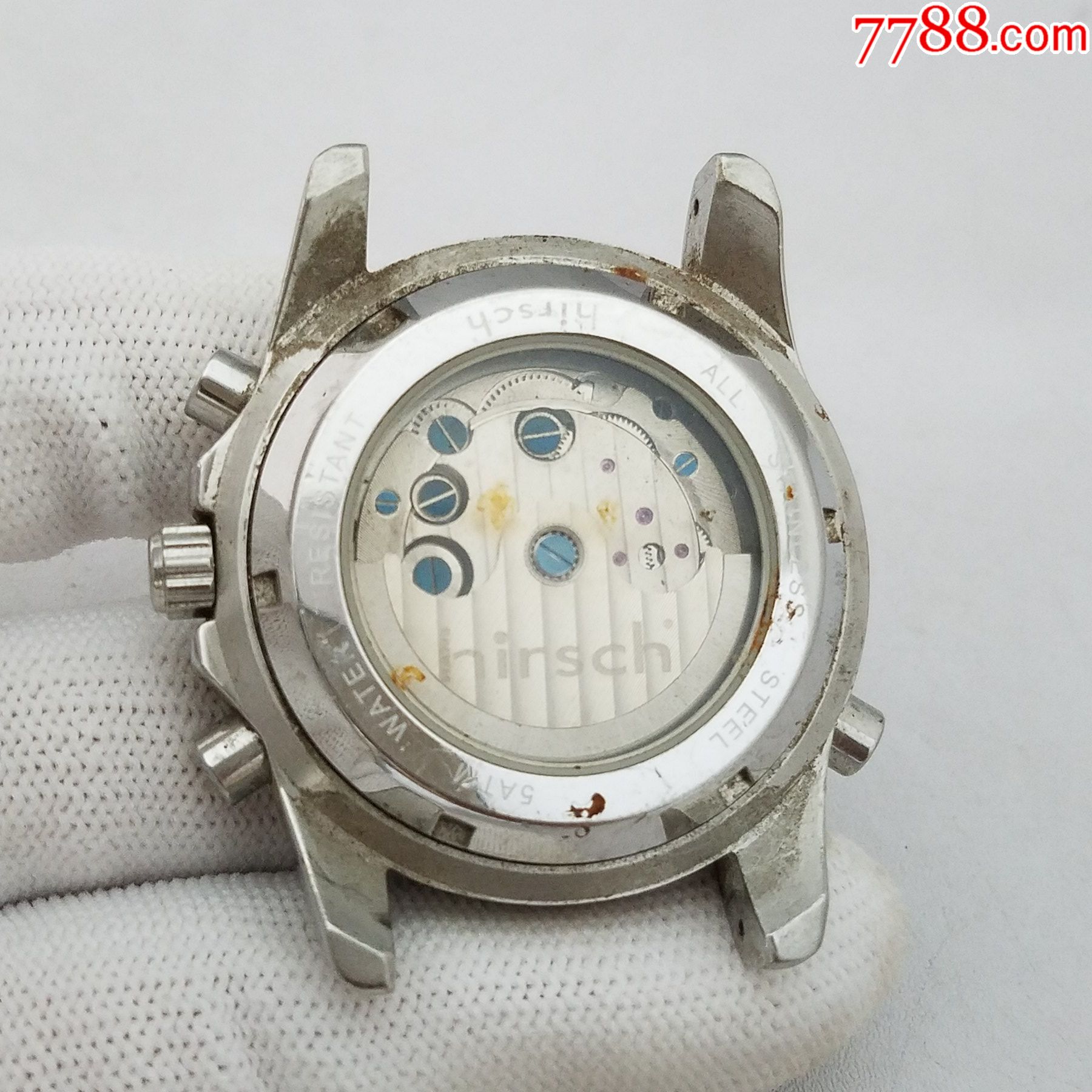 【大号】hirsch自动机械男表【精磨机芯,透明底盖】【镂空摆轮】-手表