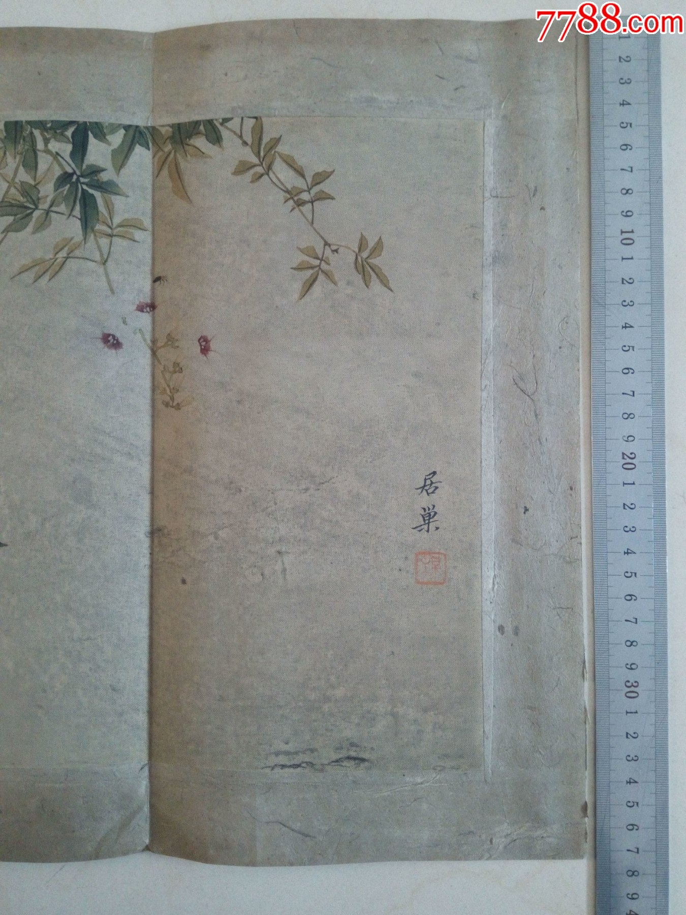 清代画家居巢国画精品印刷品绢布写意工笔花鸟画(居巢居廉兄弟,开岭南