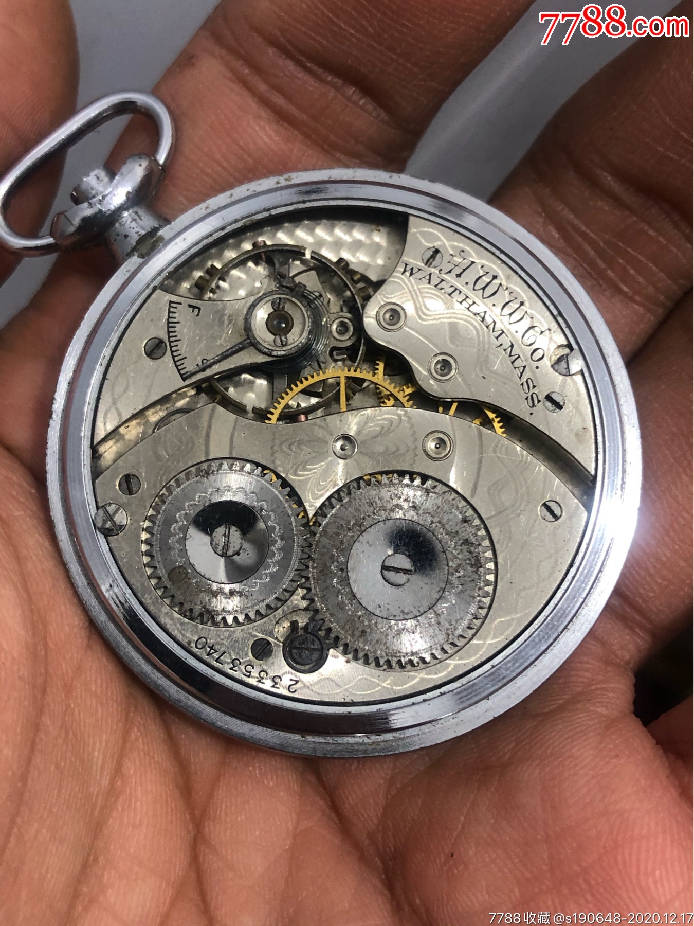 waltham手动机械怀表
