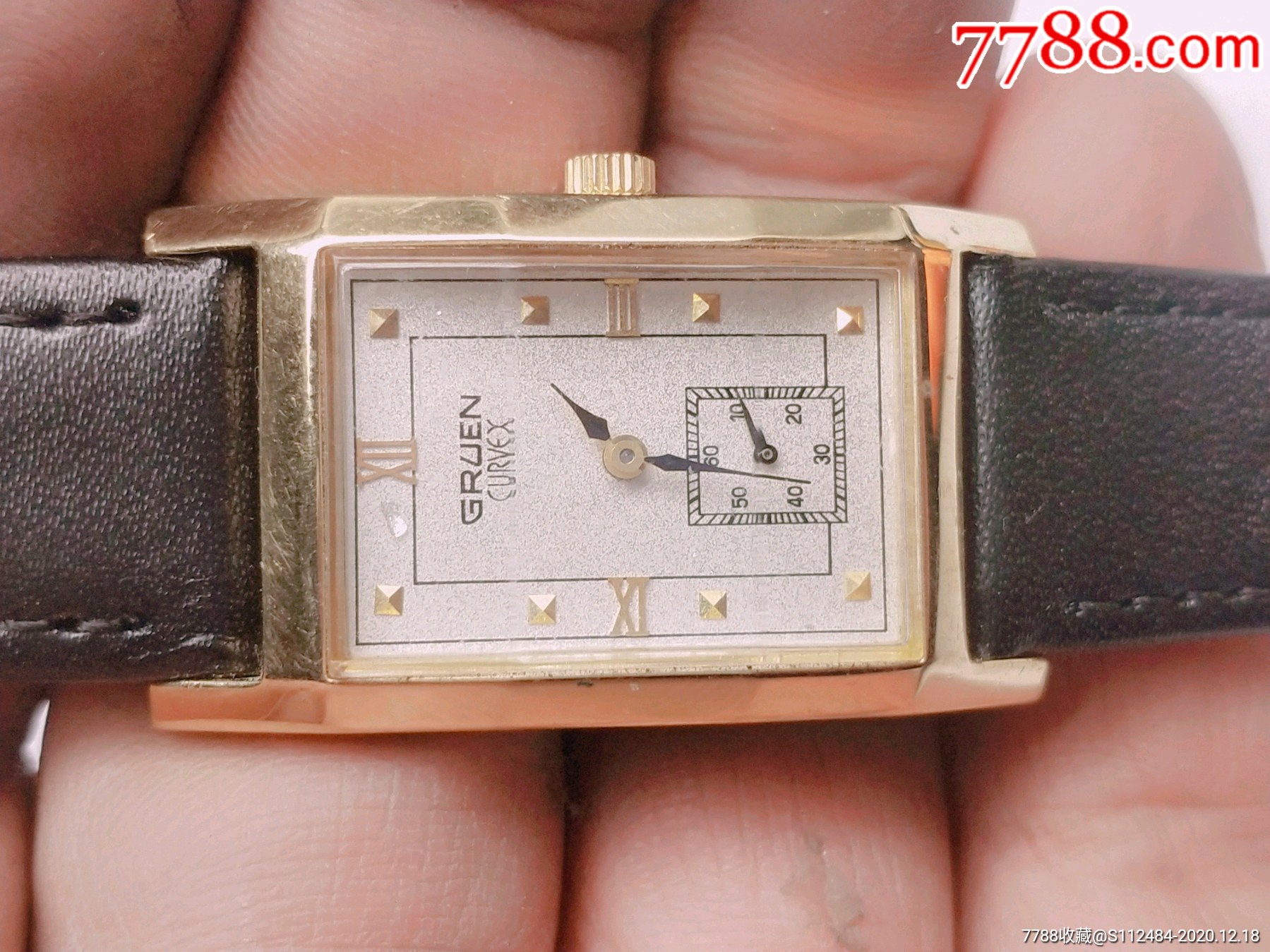 好品漂亮经典15钻gruen男士石英腕表-手表/腕表-7788钟表收藏