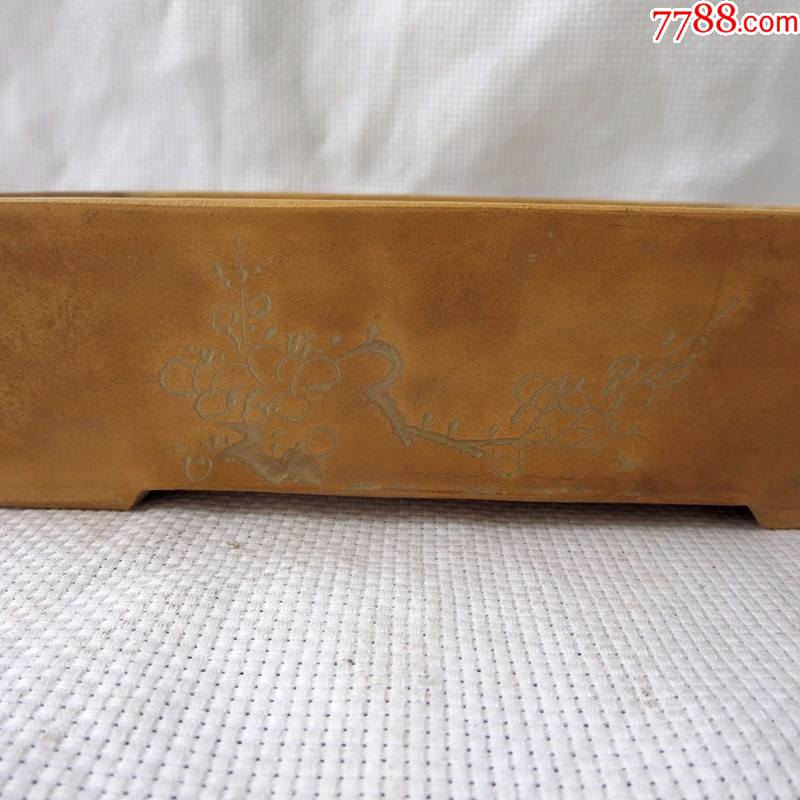 老紫砂水仙盆民国老紫砂金鼎商标紫砂花盆