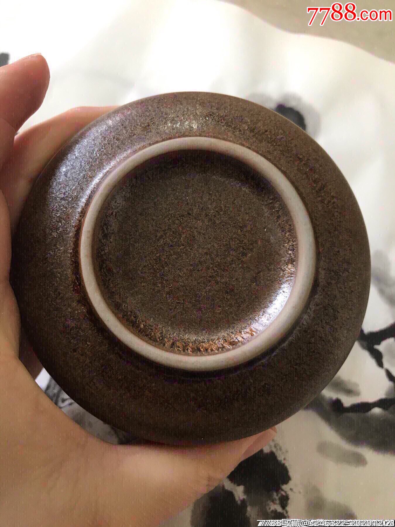 高端文房用瓷大号砂金釉印泥盒直径9.5cm(带30克印泥)