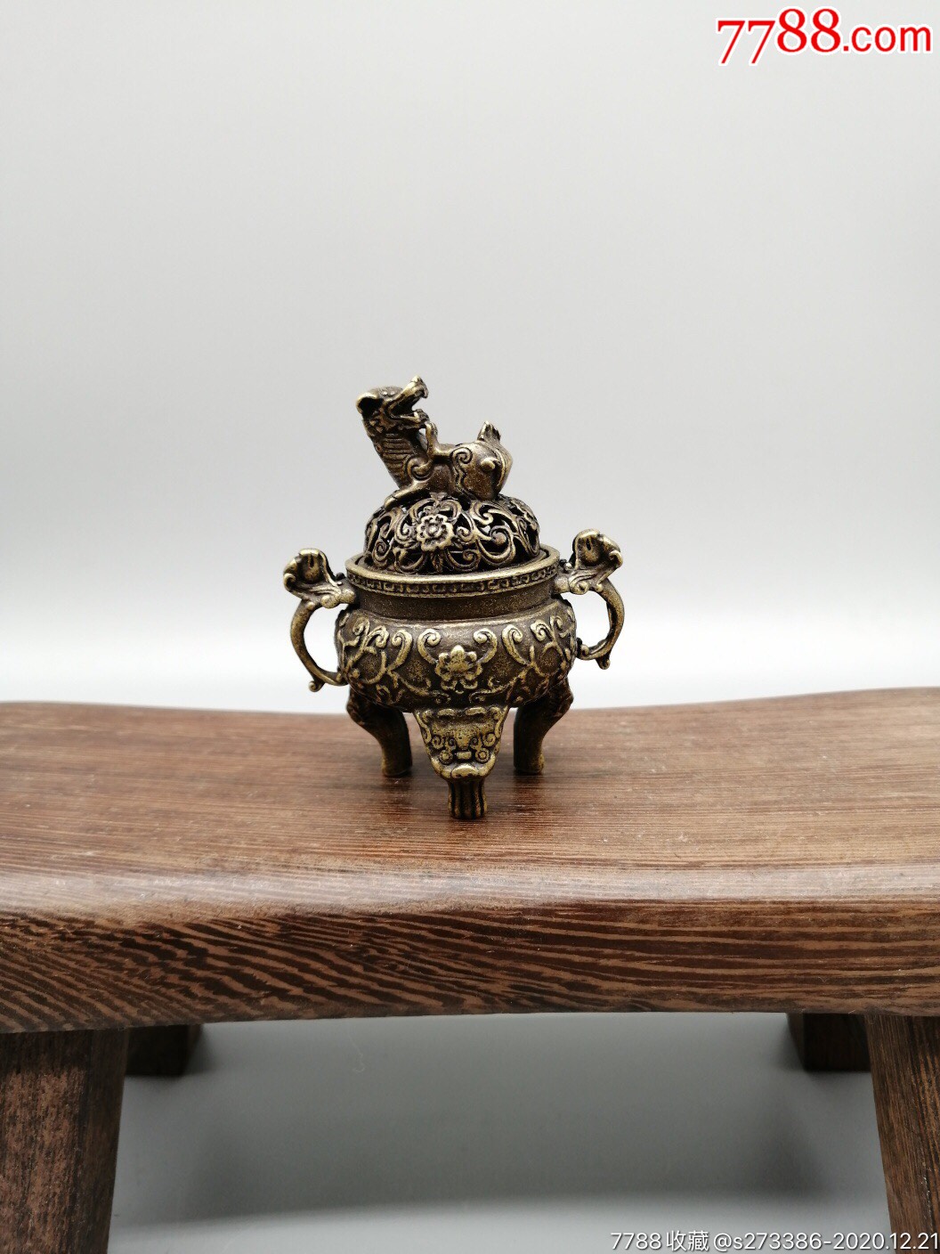 古玩收藏仿古做旧铜香炉小摆件工艺精湛材质:铜-铜皿/盛具-7788铜器