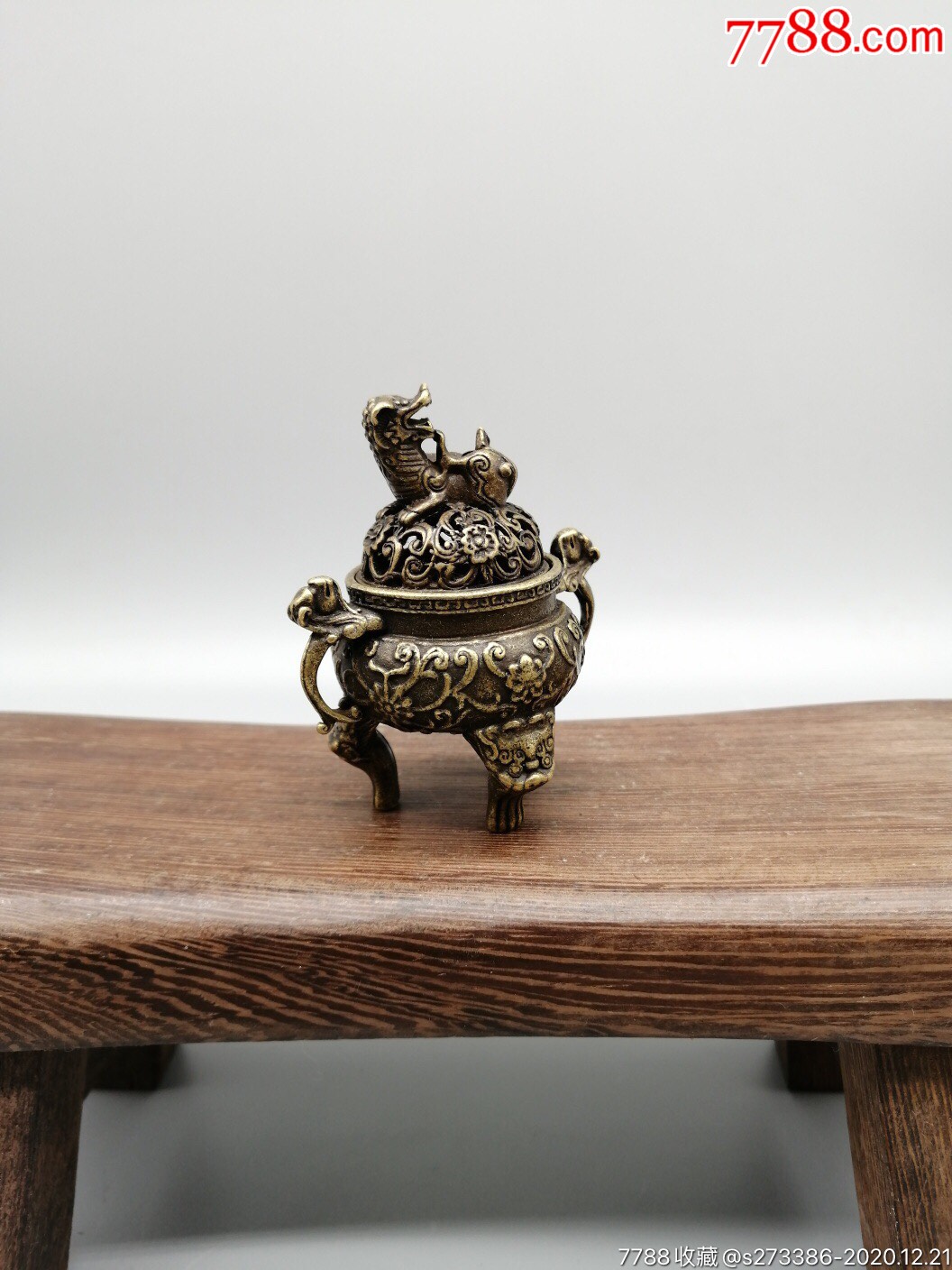 古玩收藏仿古做旧铜香炉小摆件工艺精湛材质:铜-铜皿/盛具-7788铜器
