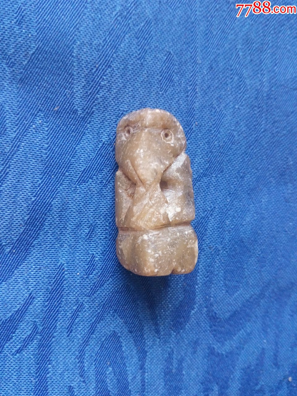 明代寿山石猴三不非礼勿言,粗大明手工雕刻把玩件