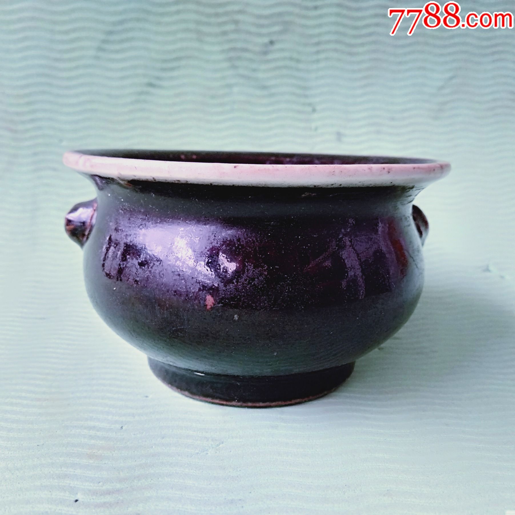 清代乌金釉香炉