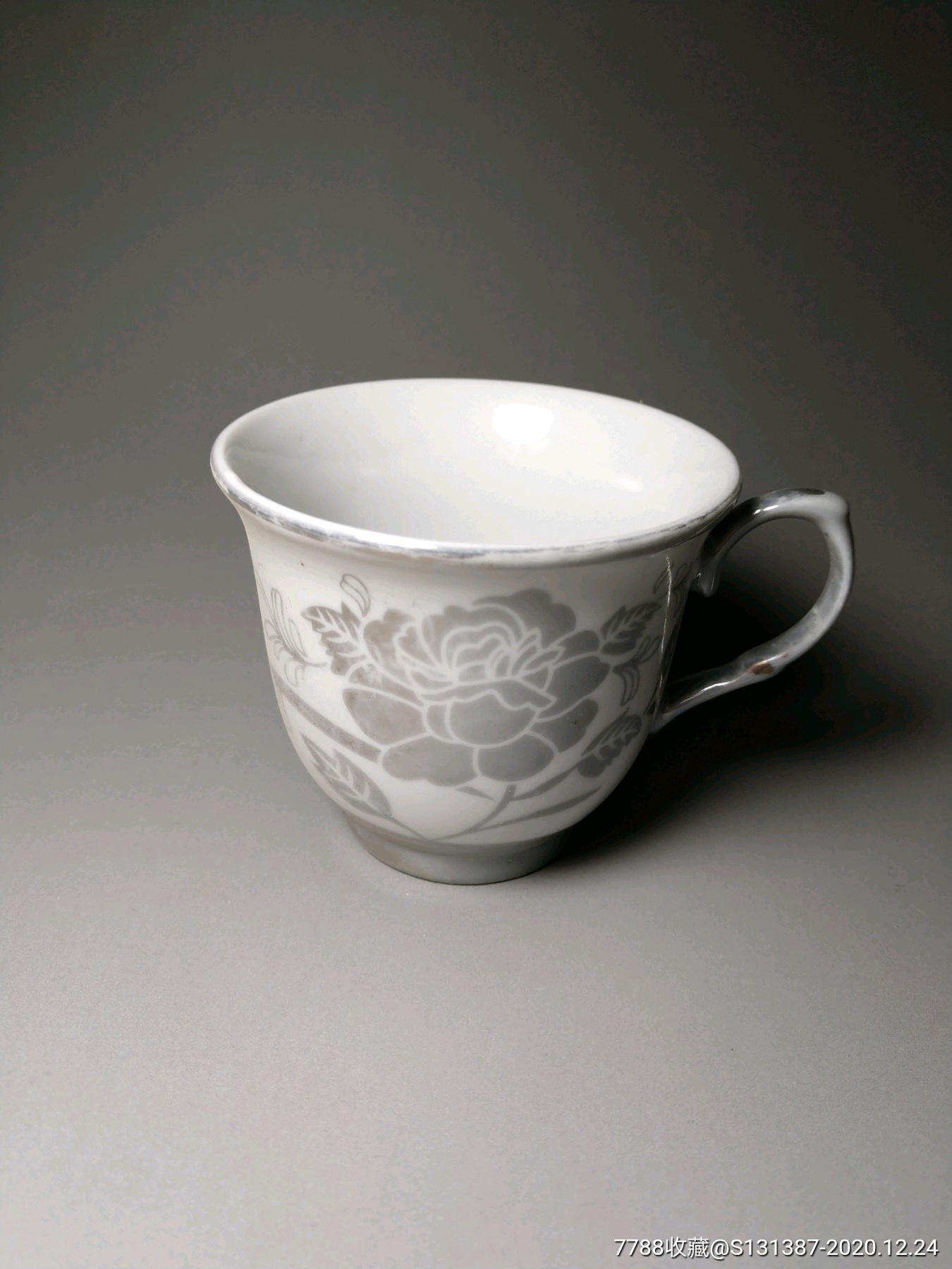 全新五十年代出口欧洲的白瓷描金彩绘咖啡杯