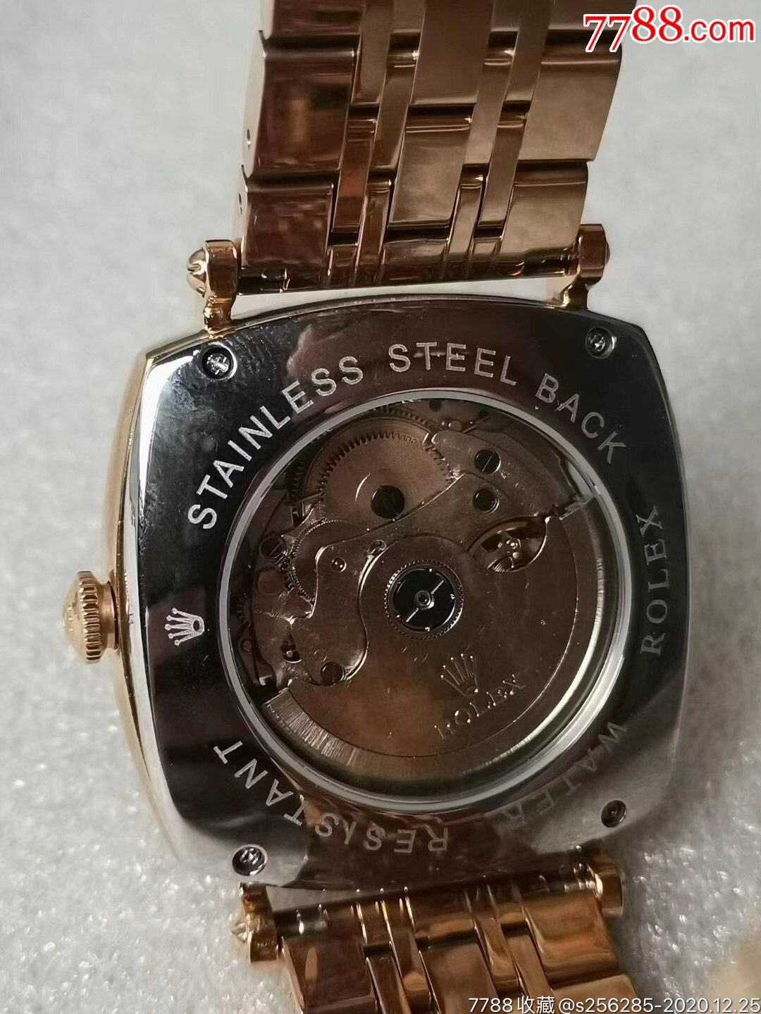 劳力士男士腕表,方形表盘,金色表链,全自动机械机芯,走时精准-手表