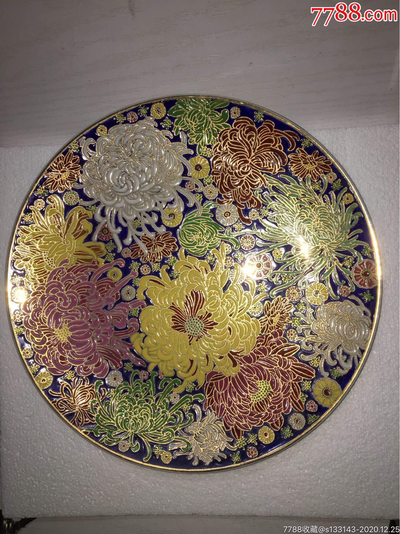 填金珐琅彩盘(纯手工制作)回流瓷盘