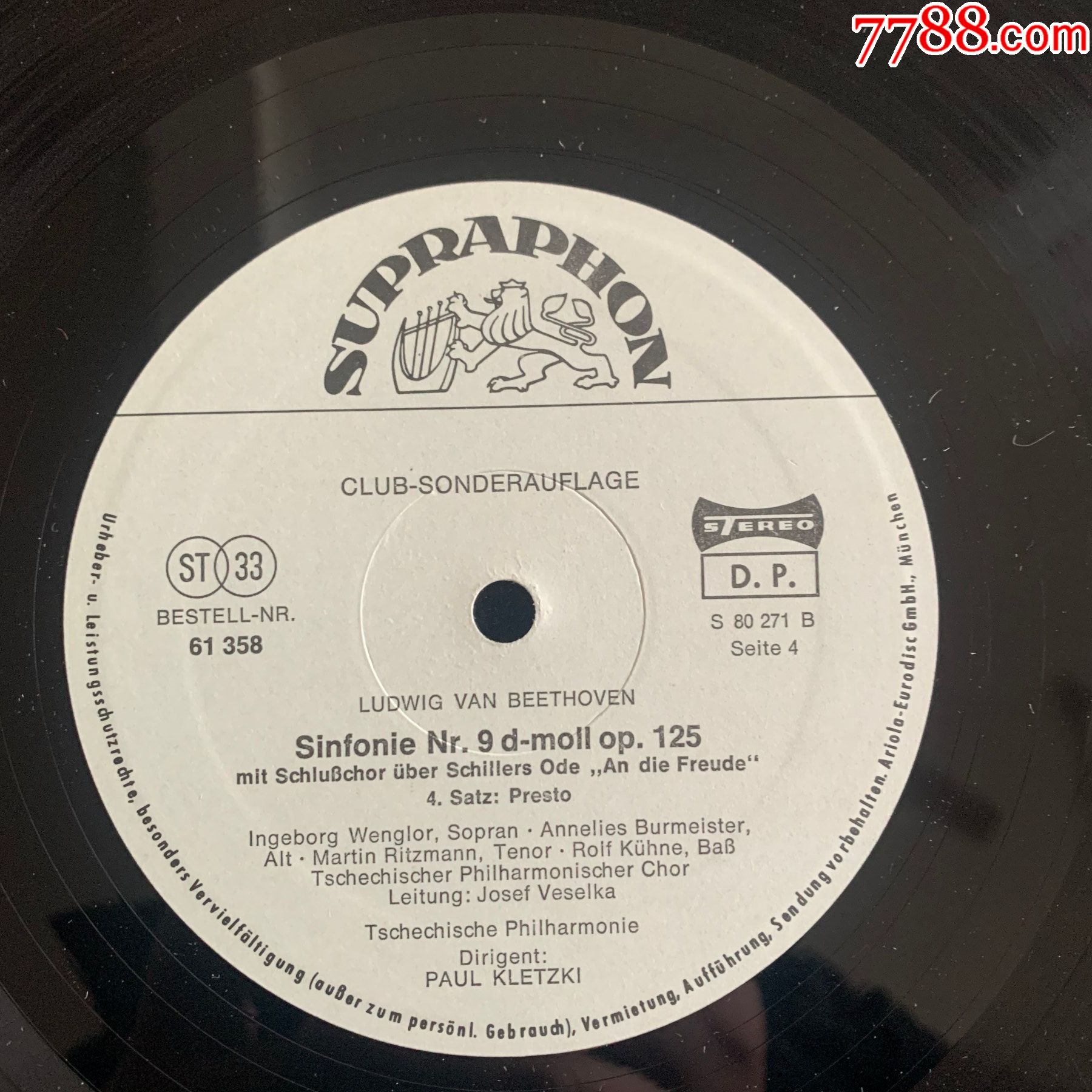 贝多芬第八第九交响曲合集保罗克莱茨基指挥a93十二寸2lp