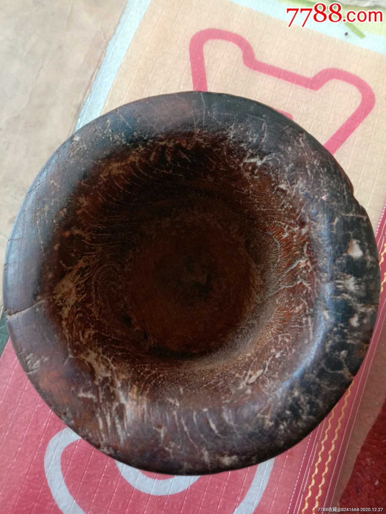 清代老木质蒜臼