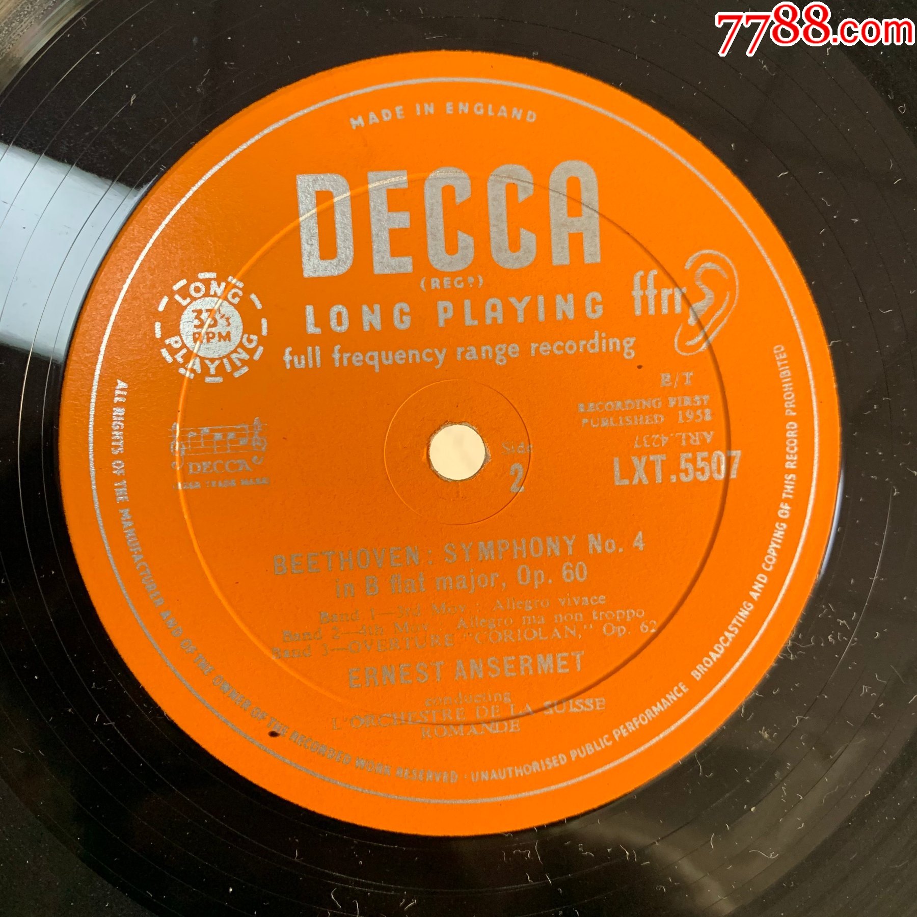 贝多芬第四交响曲科里奥兰序曲a94十二寸