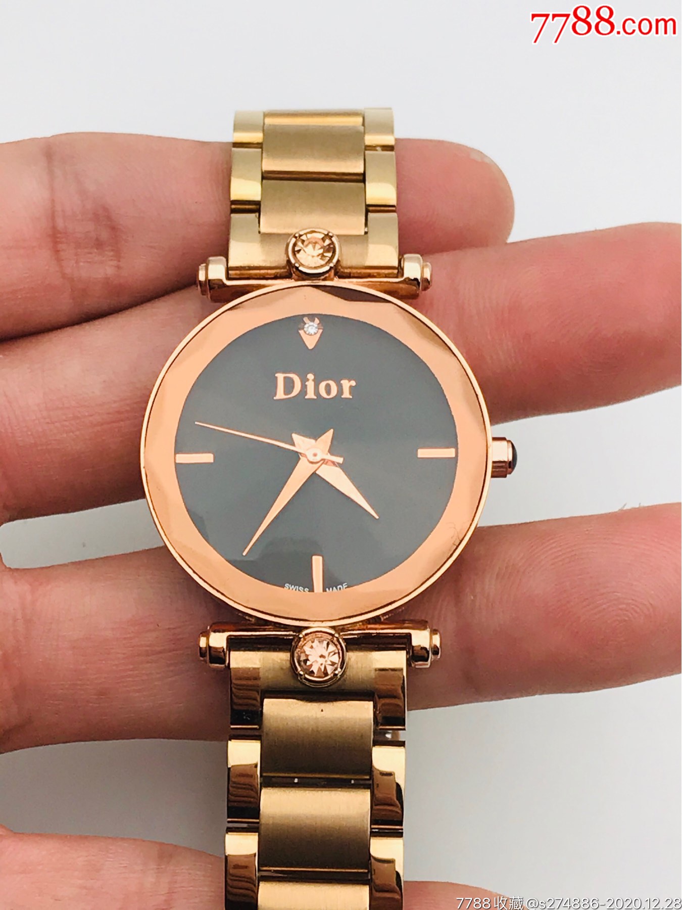 迪奥石英女表(多切割玻璃钻面玫瑰金)_手表/腕表_配件图片_收藏价格