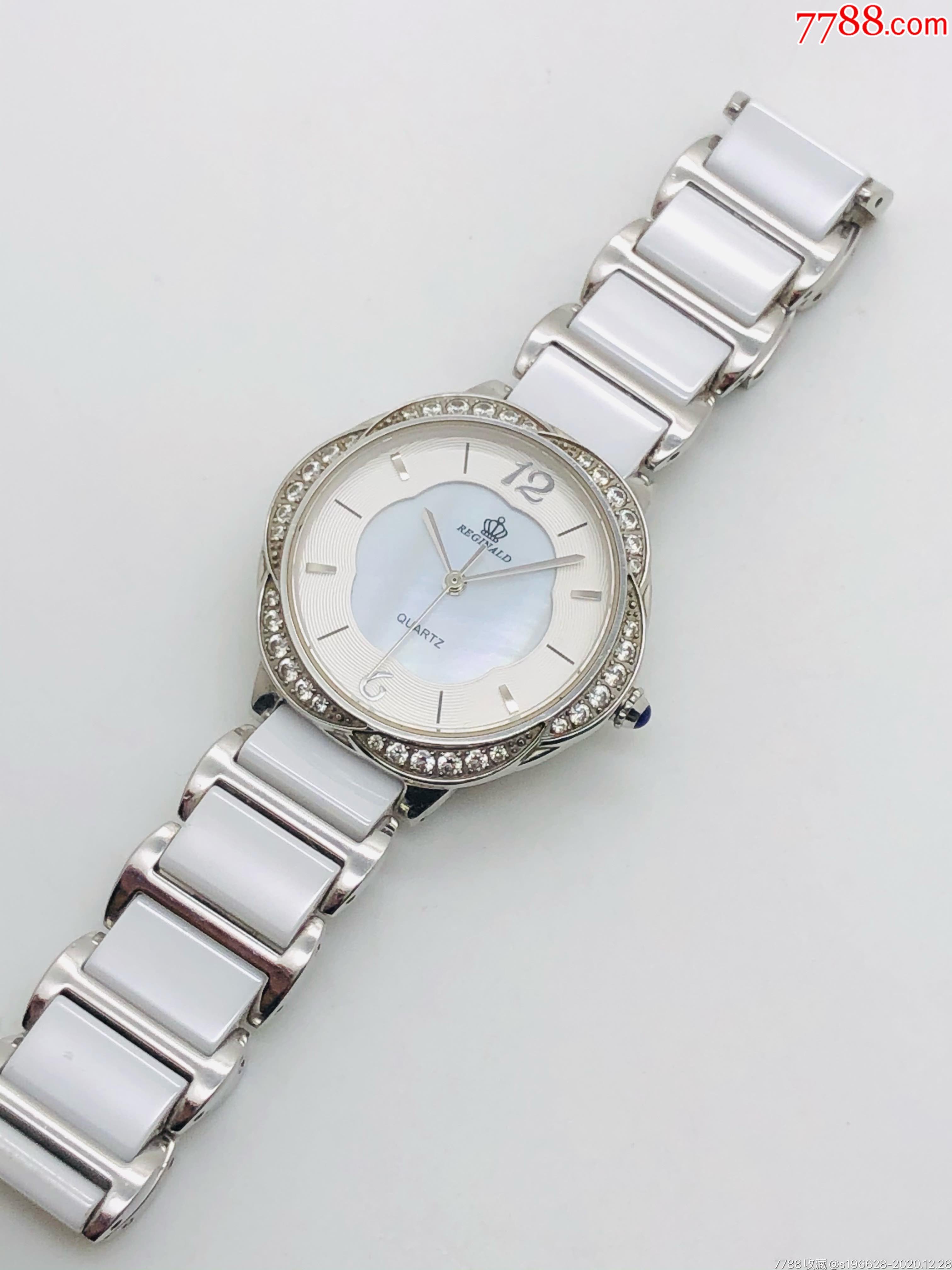 法国雷金纳德石英表(闪钻外圈,天然贝壳表盘)(陶瓷表带)-手表/腕表