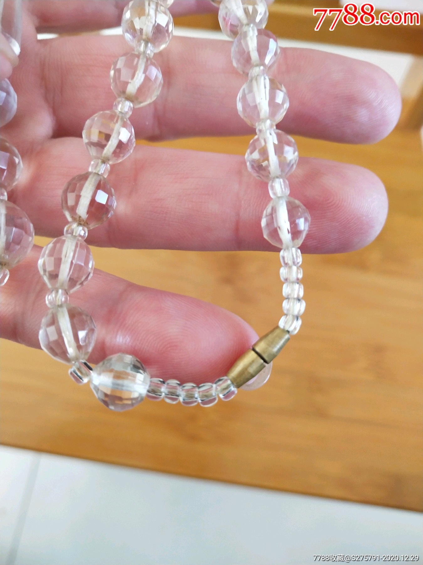 白水晶刻面塔珠项链(天然白水晶)