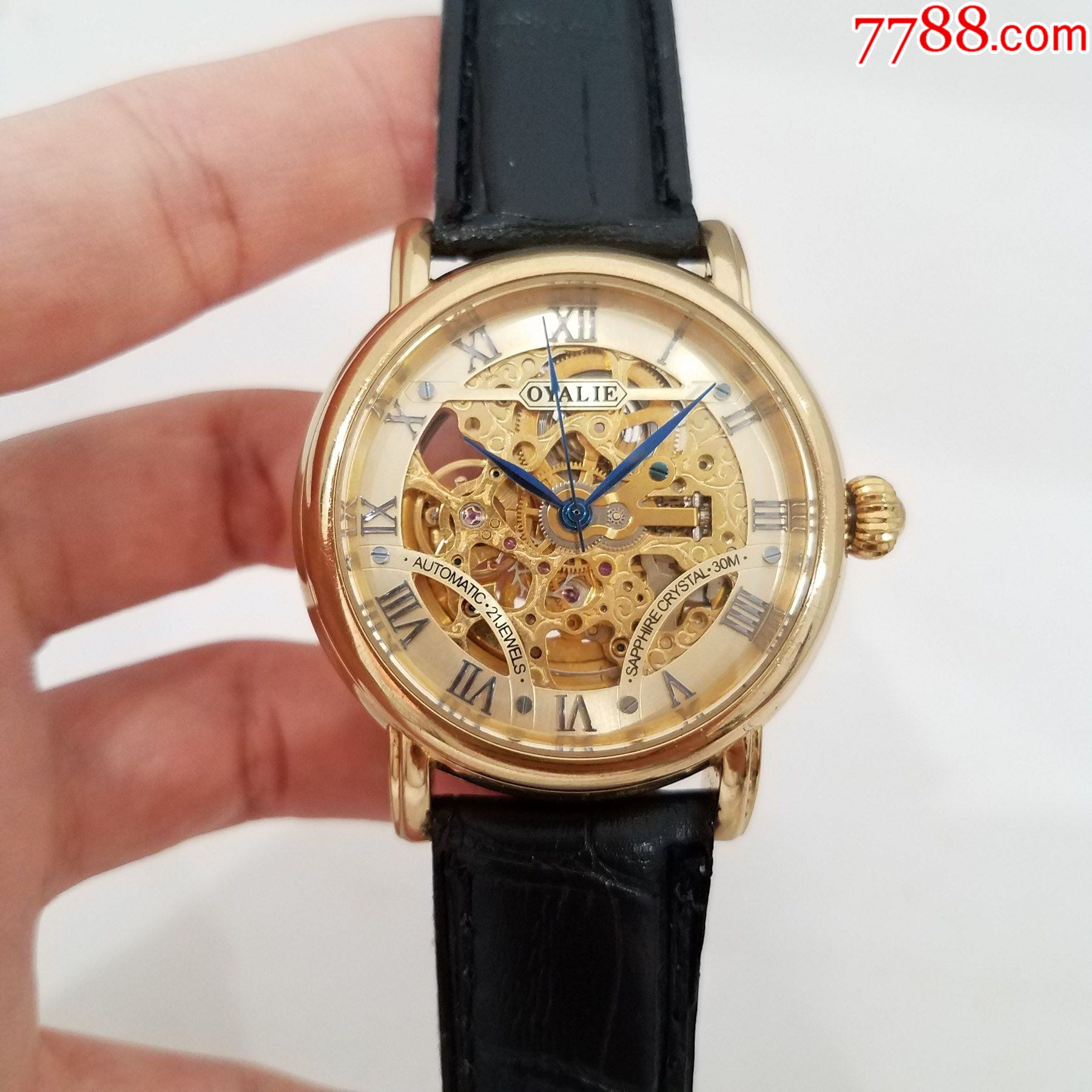 【美品】欧亚利oyalie自动机械男表【金机芯,透底设计】【优雅镂空金
