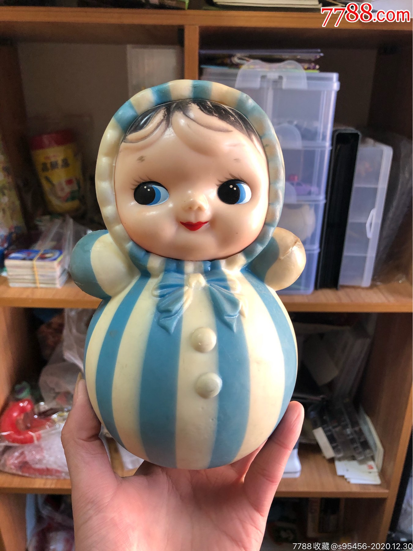 早期蓝色娃娃不倒翁玩具