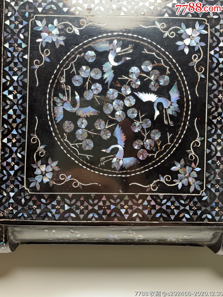 晚清木胎大漆镶螺钿首饰盒