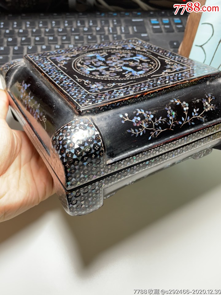 晚清木胎大漆镶螺钿首饰盒