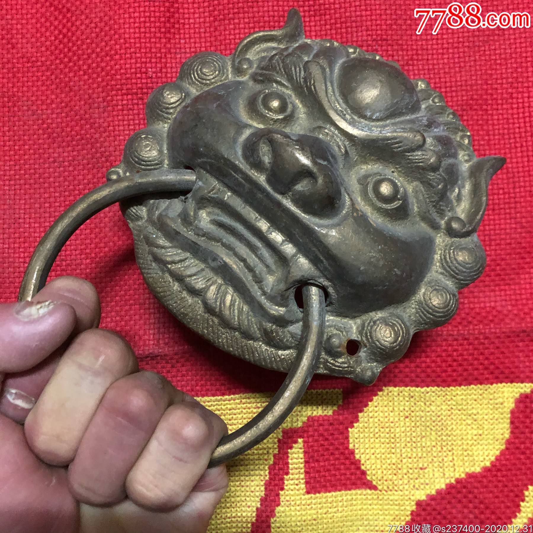 铜门扣仿古黄铜瑞兽首门拉手品好怀旧家装用品镇宅辟邪招财保真