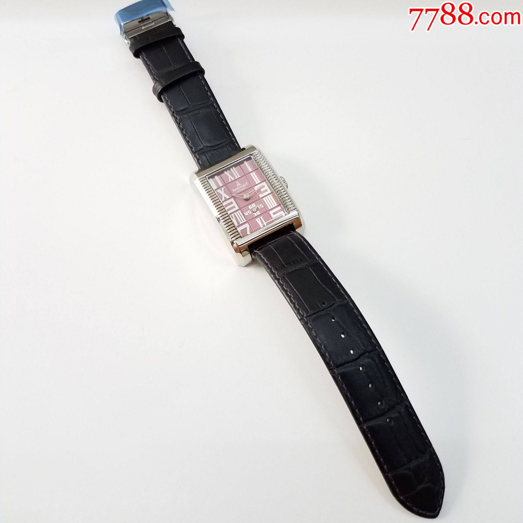 美品】aristocrat自动机械男表【独特小三针设计,漂亮方格紫盘】-手表