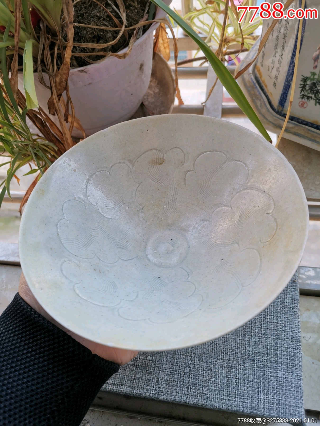 宋青白釉云纹碗-青白瓷/影青瓷-7788青白瓷收藏