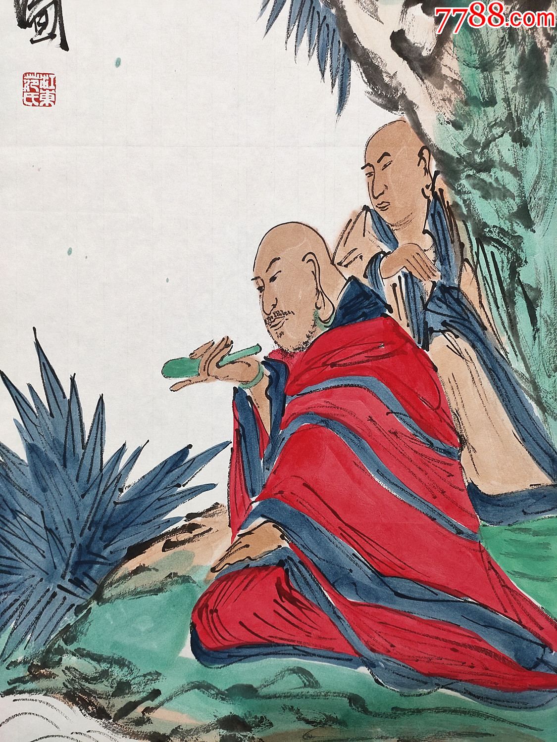中国国家画院山水画研究室主任中国美术家协会会员范扬红衣罗汉四条屏