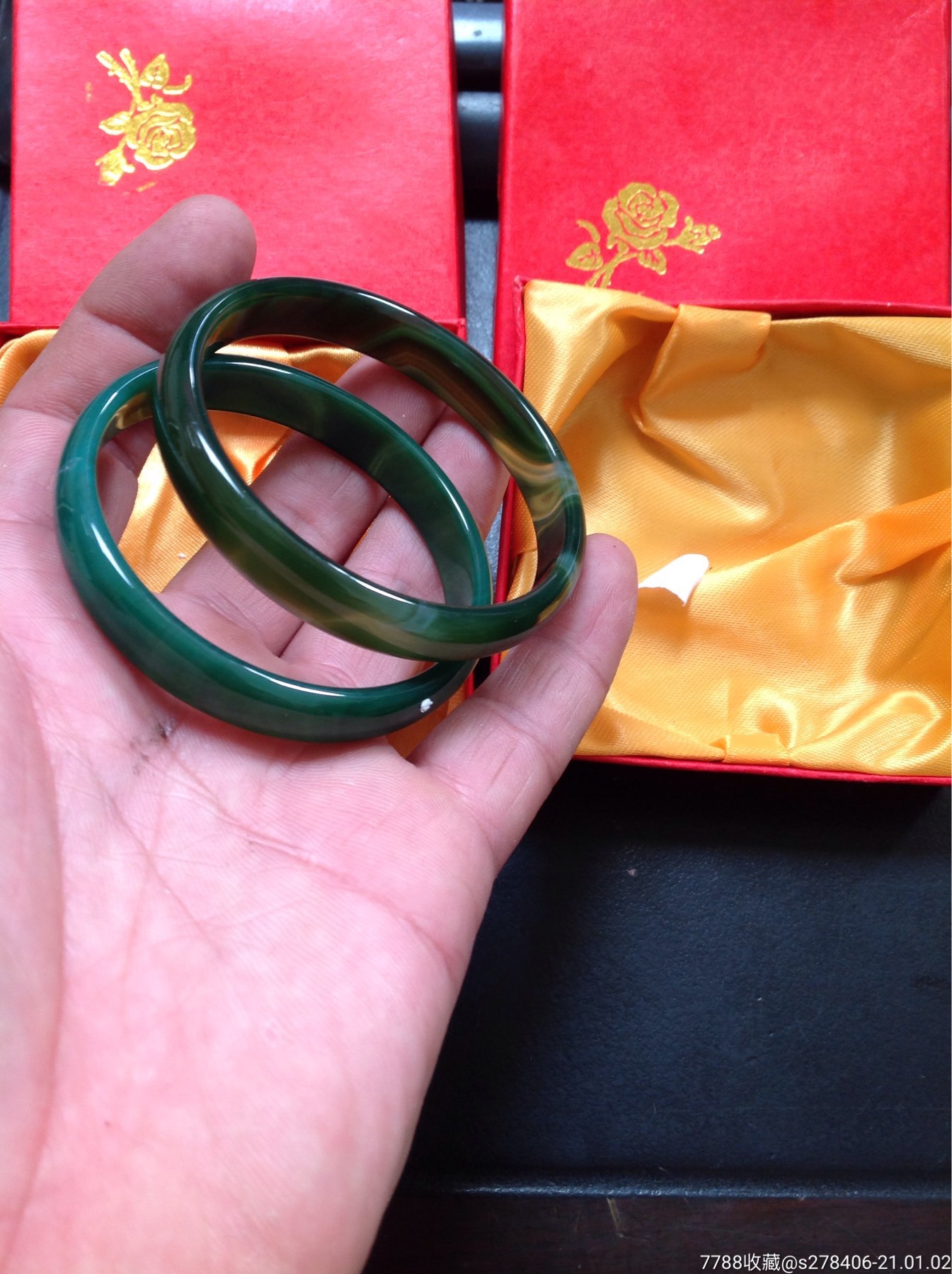 绿玛瑙手镯一对_其他玉石/玉器_图片价值_收藏交易_7788小人书