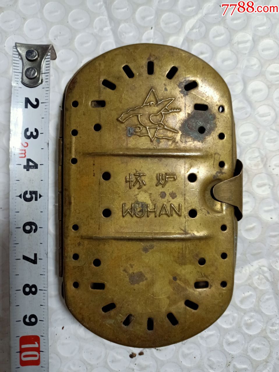 老的铜怀炉a83有图案标的品相不错见图