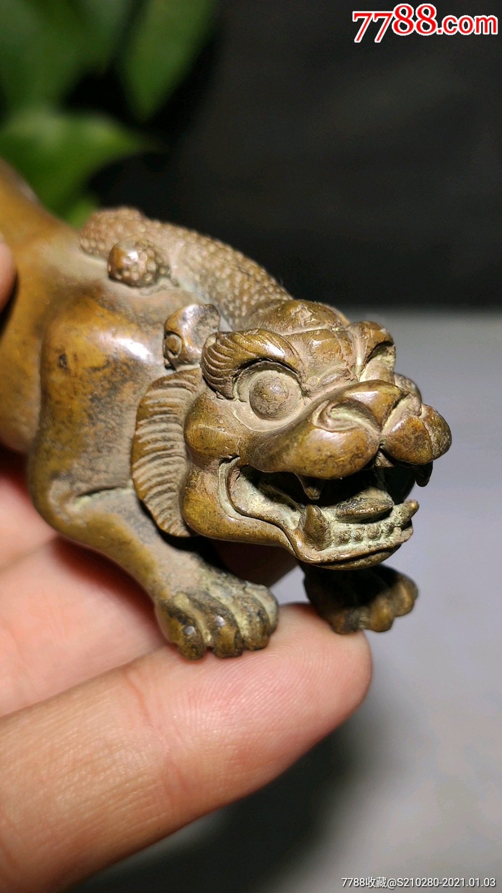 瑞虎铜把件!造型逼真!铜制清晰!皮壳老辣!包浆浓厚!可当镇纸!