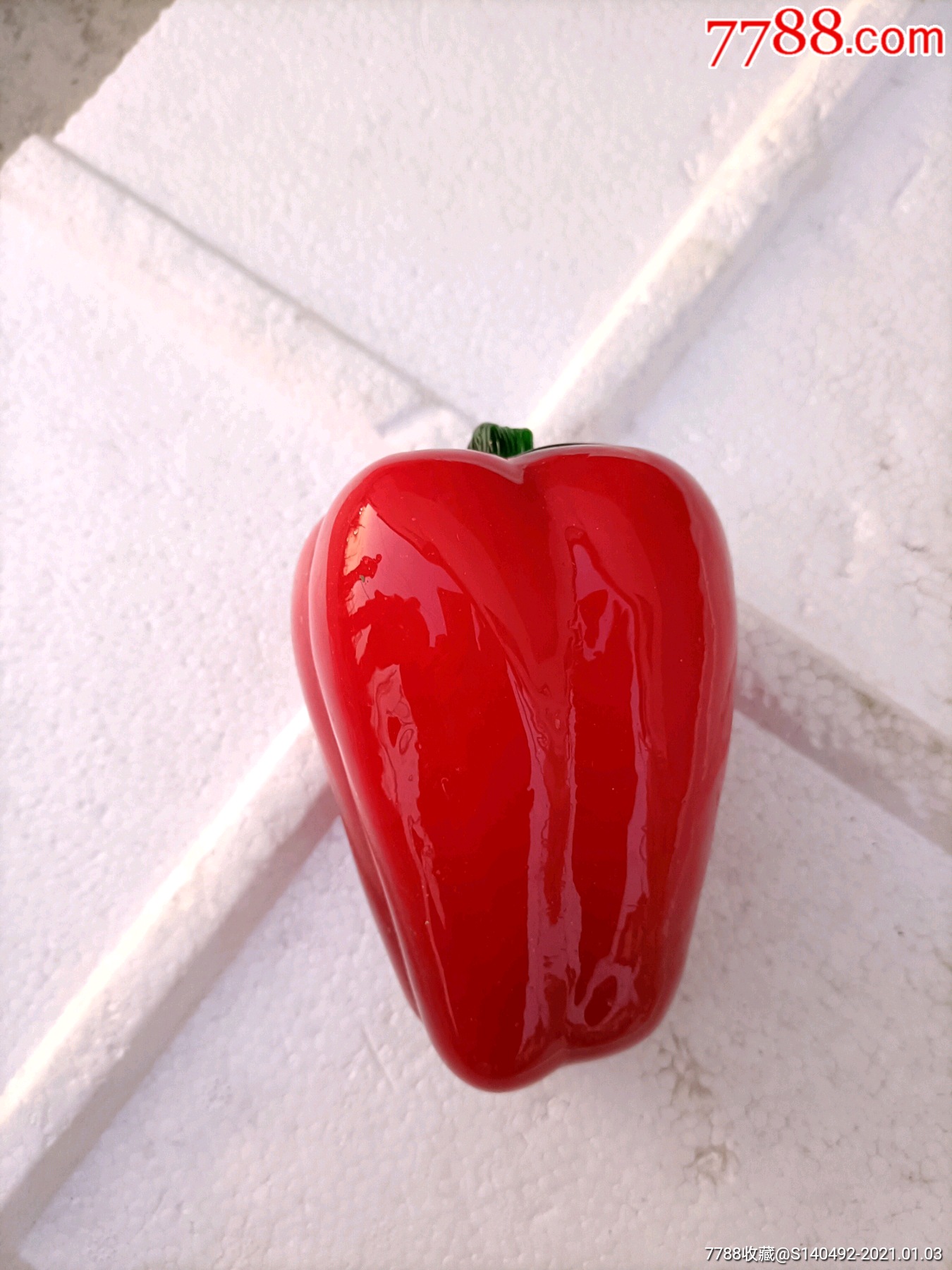 琉璃红辣椒摆件,全品