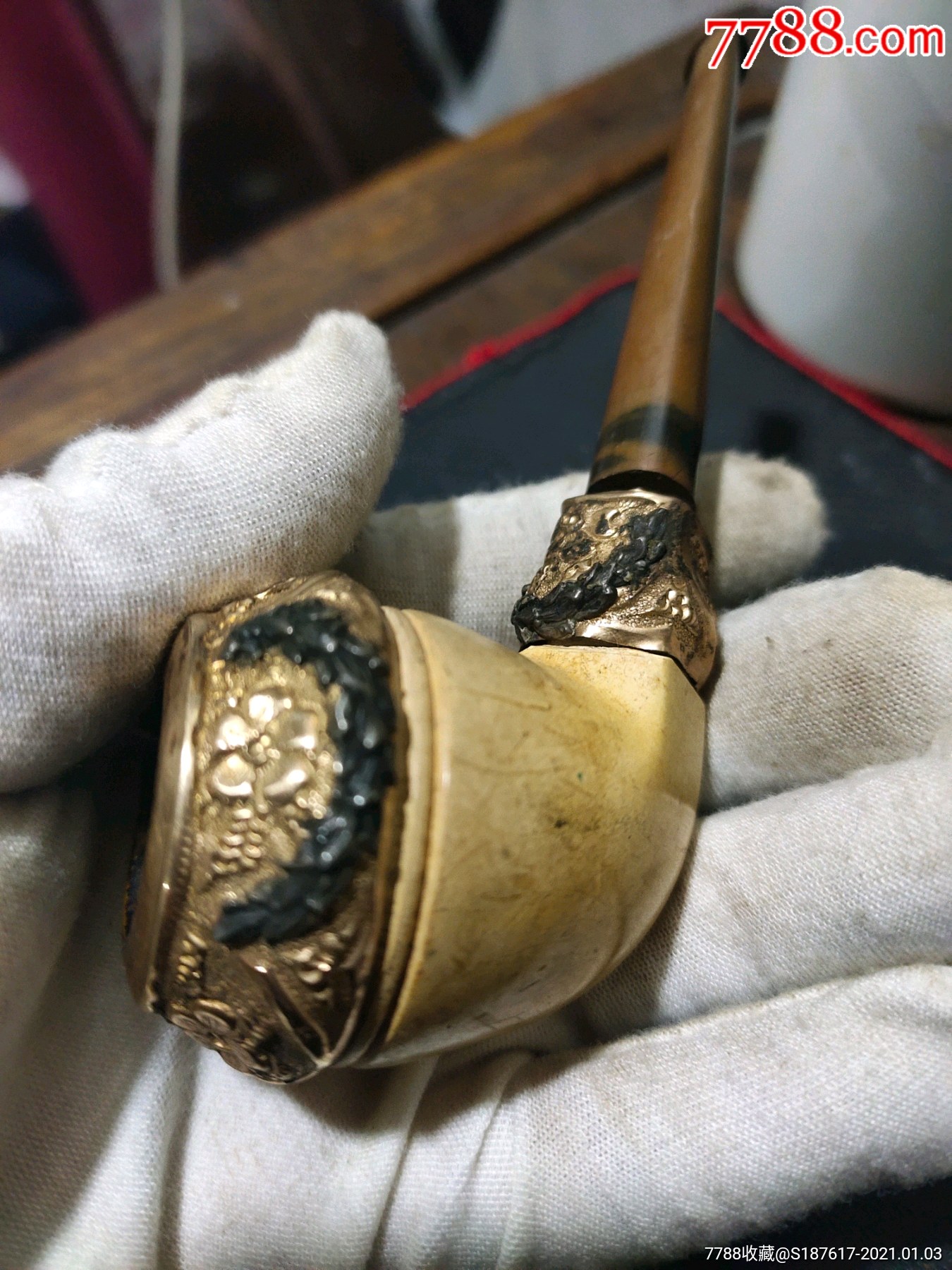 英国#黄金重音古董海泡石烟斗