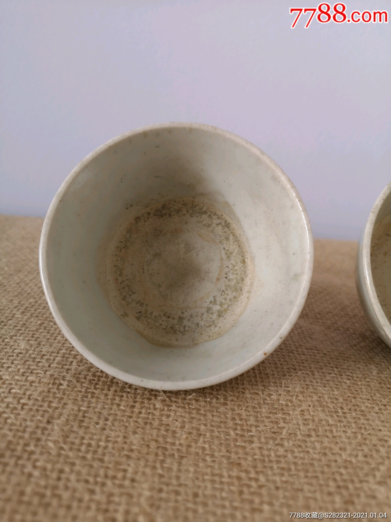 明代青白釉高足杯,一对(难得藏品)