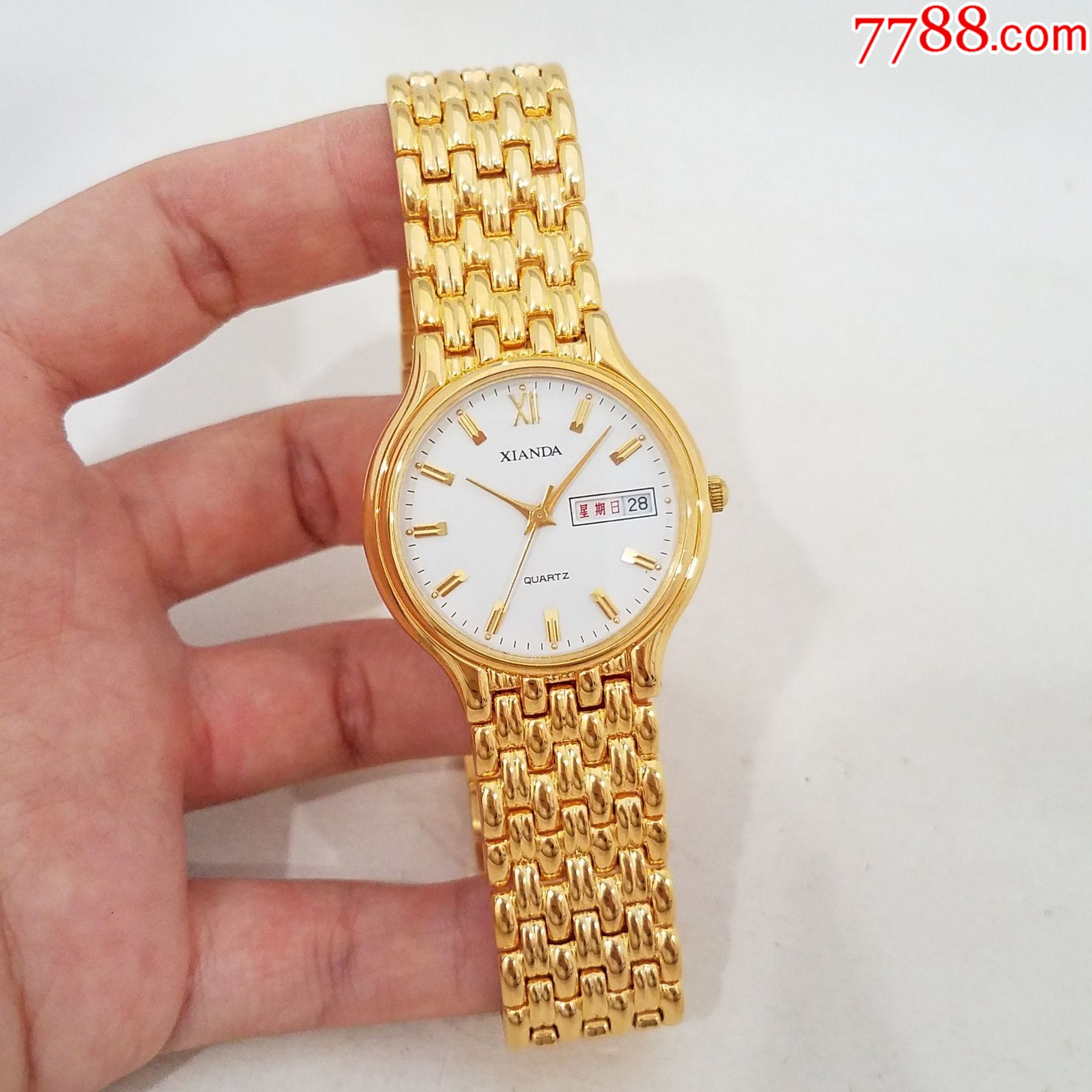 美品】先达xianda电子表【土豪金表款】【高闪立体金刻度金针】_手表