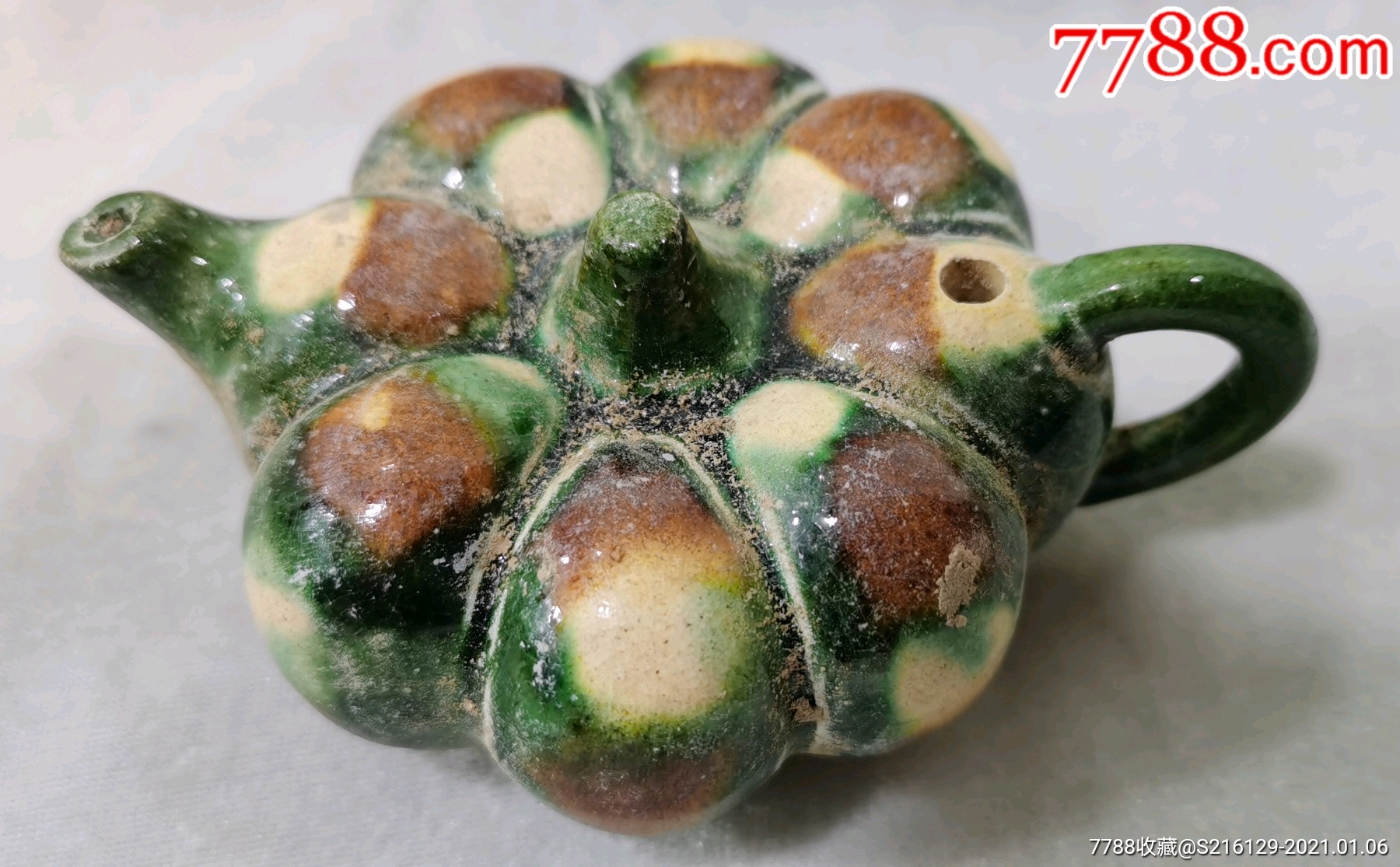 唐三彩南瓜水盂.文房砚滴