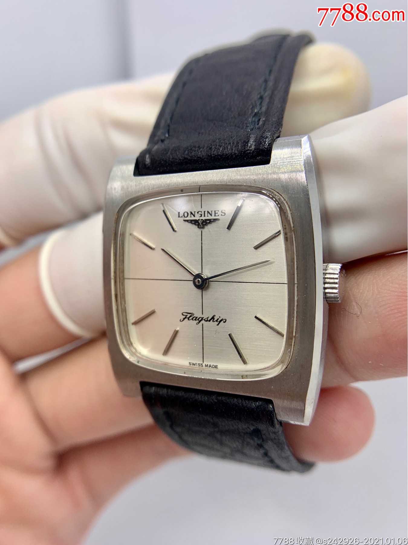 【好品】浪琴手卷男表428罕见十字线盘机械手表17钻