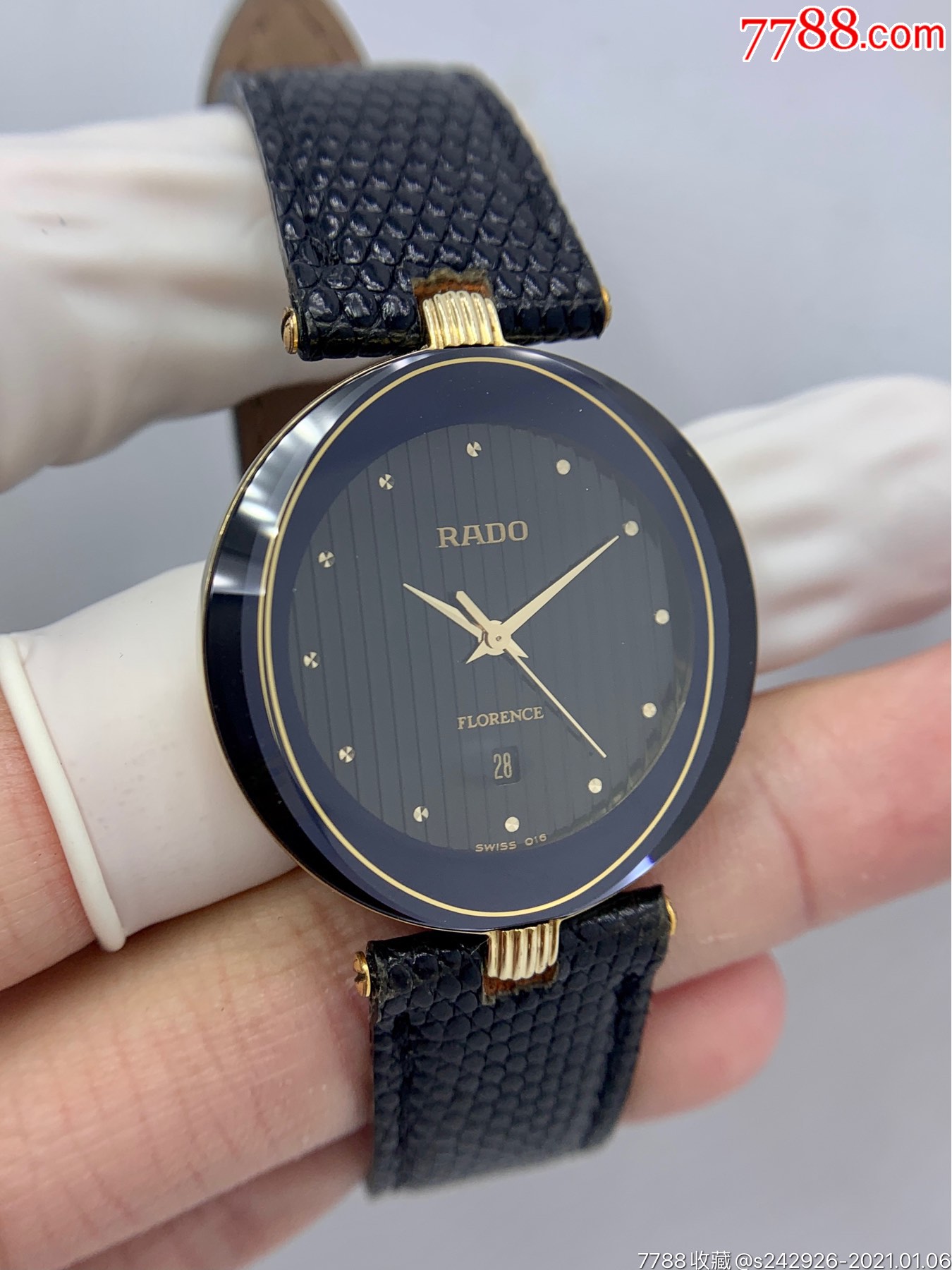 【美品】雷达男佛罗伦萨系列三针带日历石英手表男表