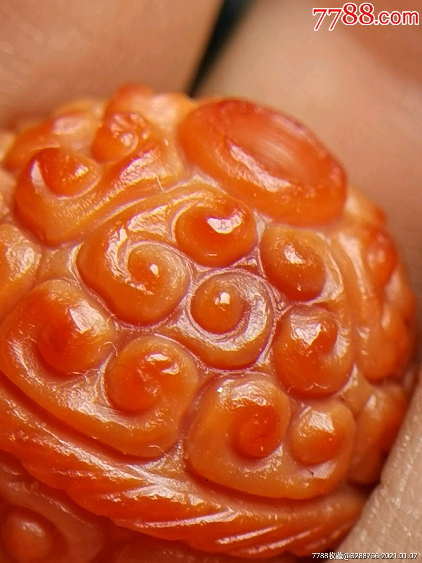 南红老玛瑙单珠云纹珠