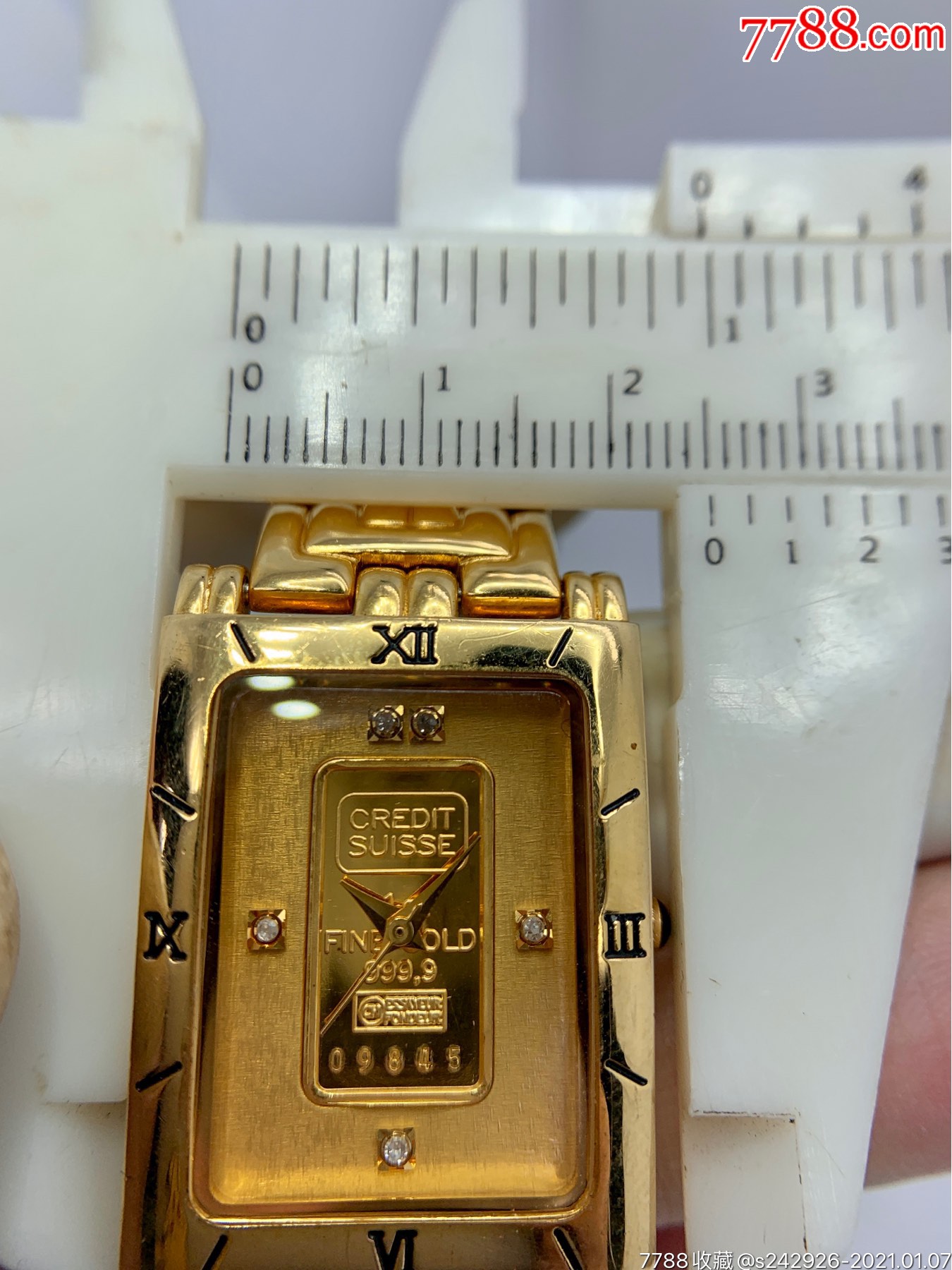纯金creditsuisse手表1g999.9黄金表盘