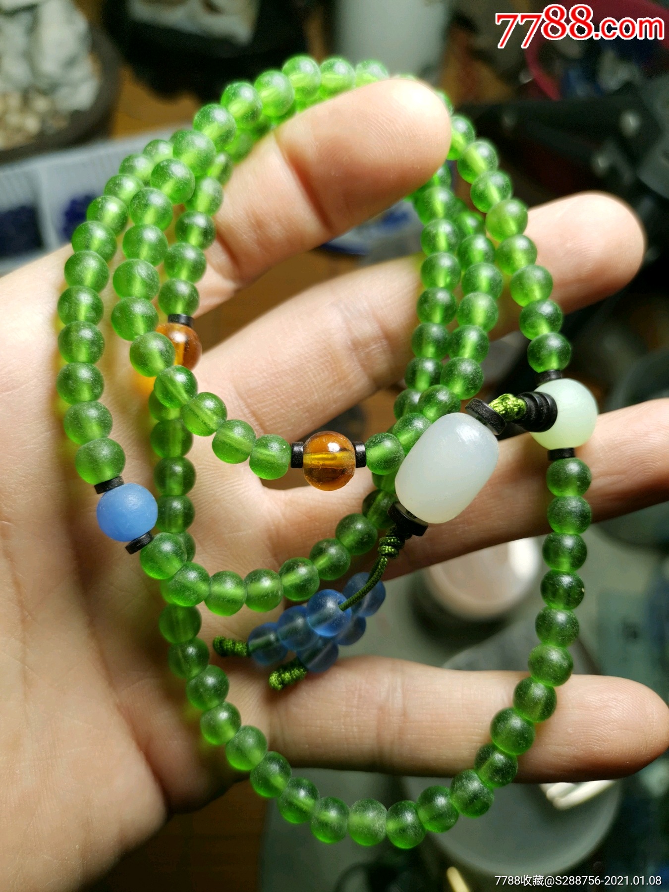 清代古法琉璃佛珠108串