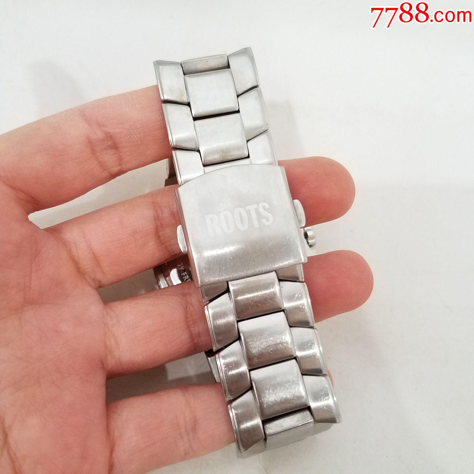 roots电子男表【夜光漂亮】【独特大号日历窗】【显眼红秒针】-手表