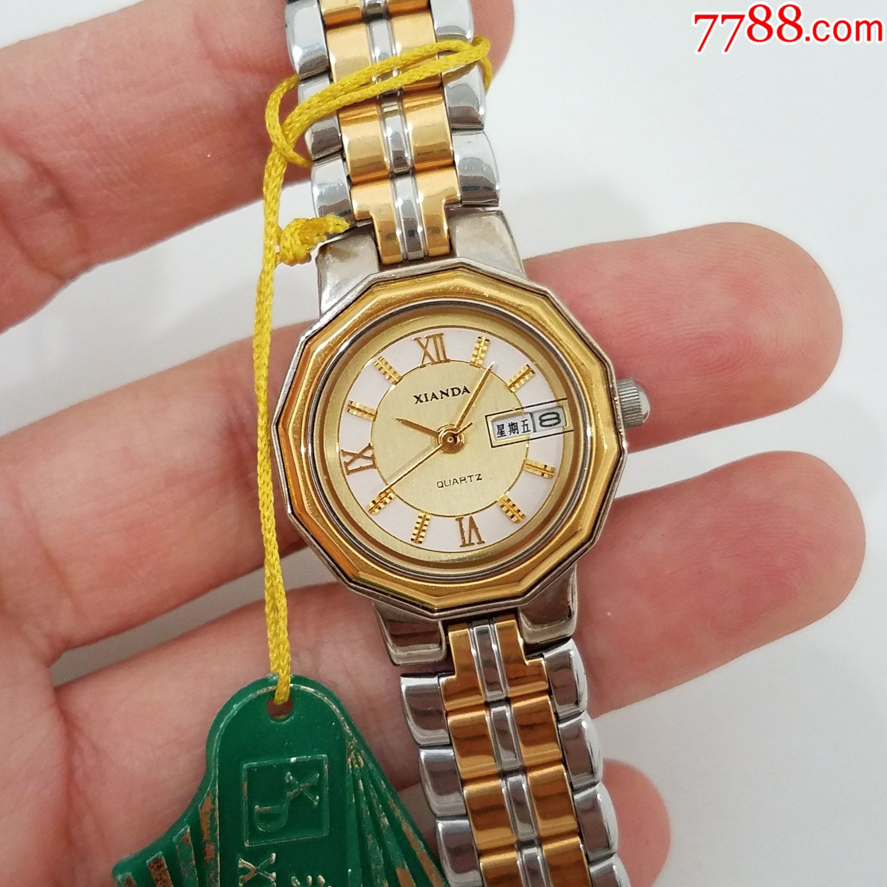 带吊牌】先达xianda电子女表【优雅间金表款,独特多边形金表圈】-手表