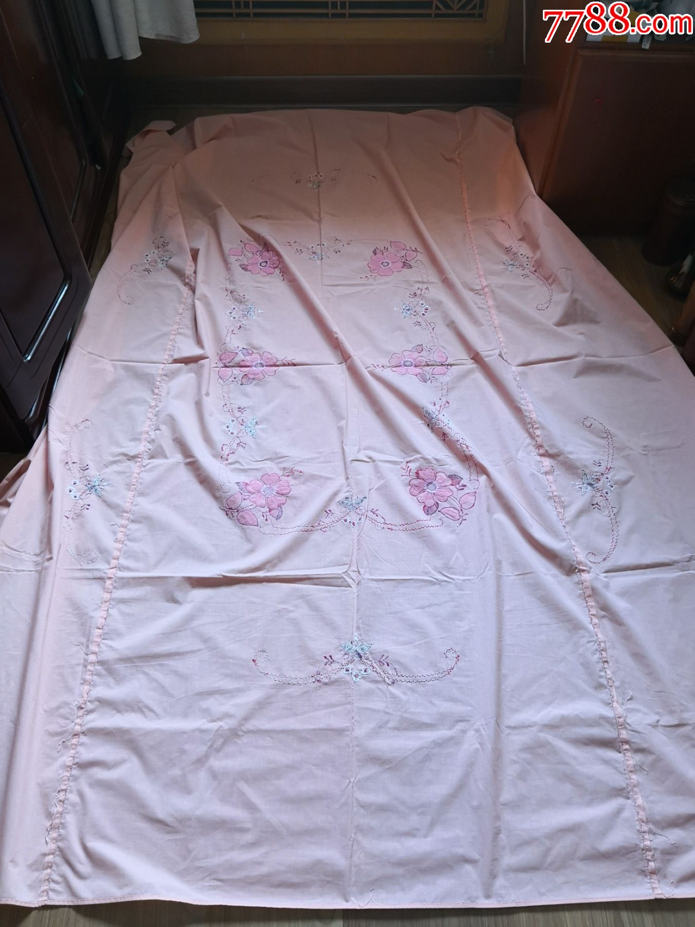 老式刺绣床单或者床罩_床单/被套_图片价值_收藏交易_7788小人书