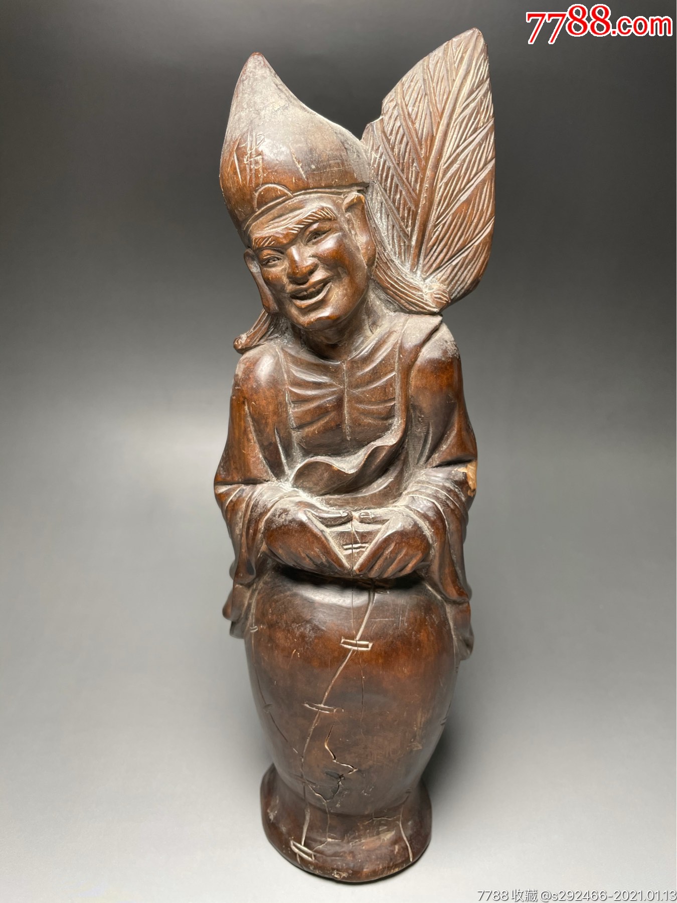 【惠让】老木雕济公佛像摆件