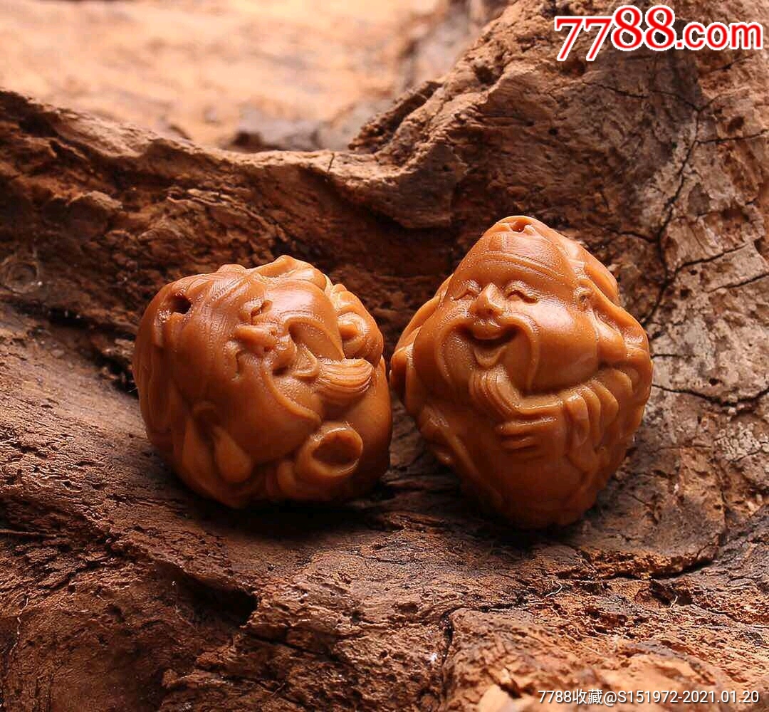 橄榄核雕荷叶财神手串名家苏勇