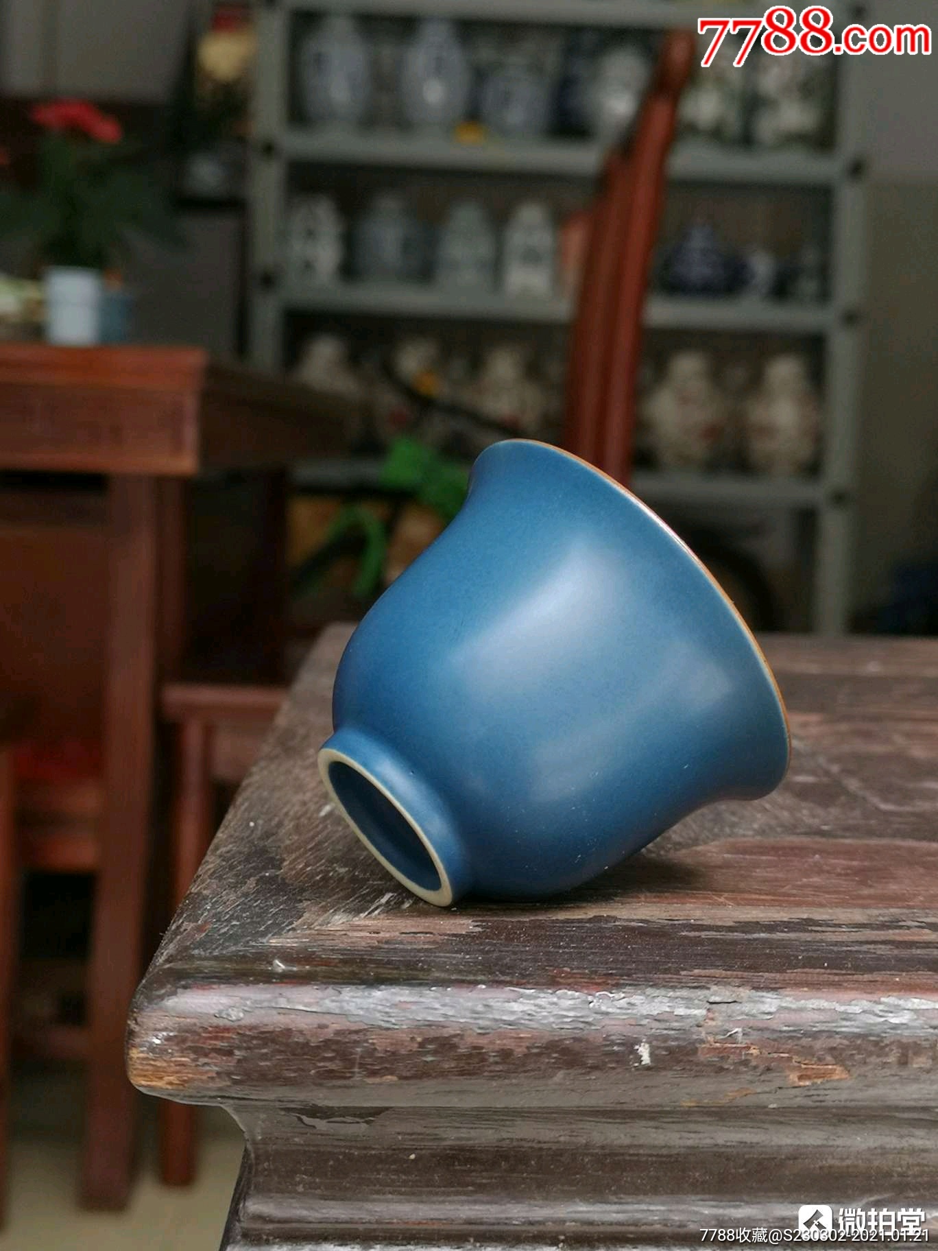 纯手工霁蓝主人杯单杯描述【品名】霁蓝釉茶杯【尺寸】口直径6﹎高4