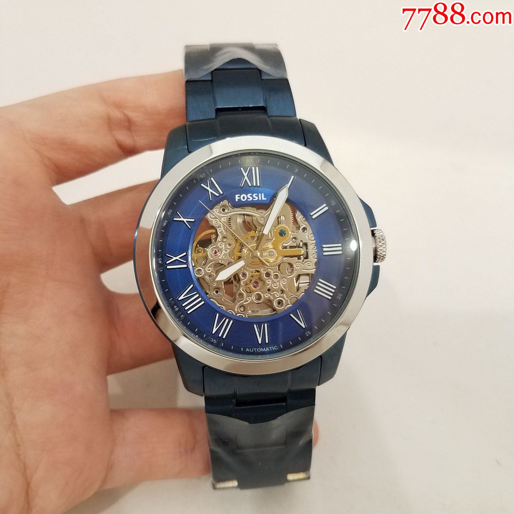 【全新,美品】【大号表径】化石fossil自动机械男表【漂亮雕花镂空