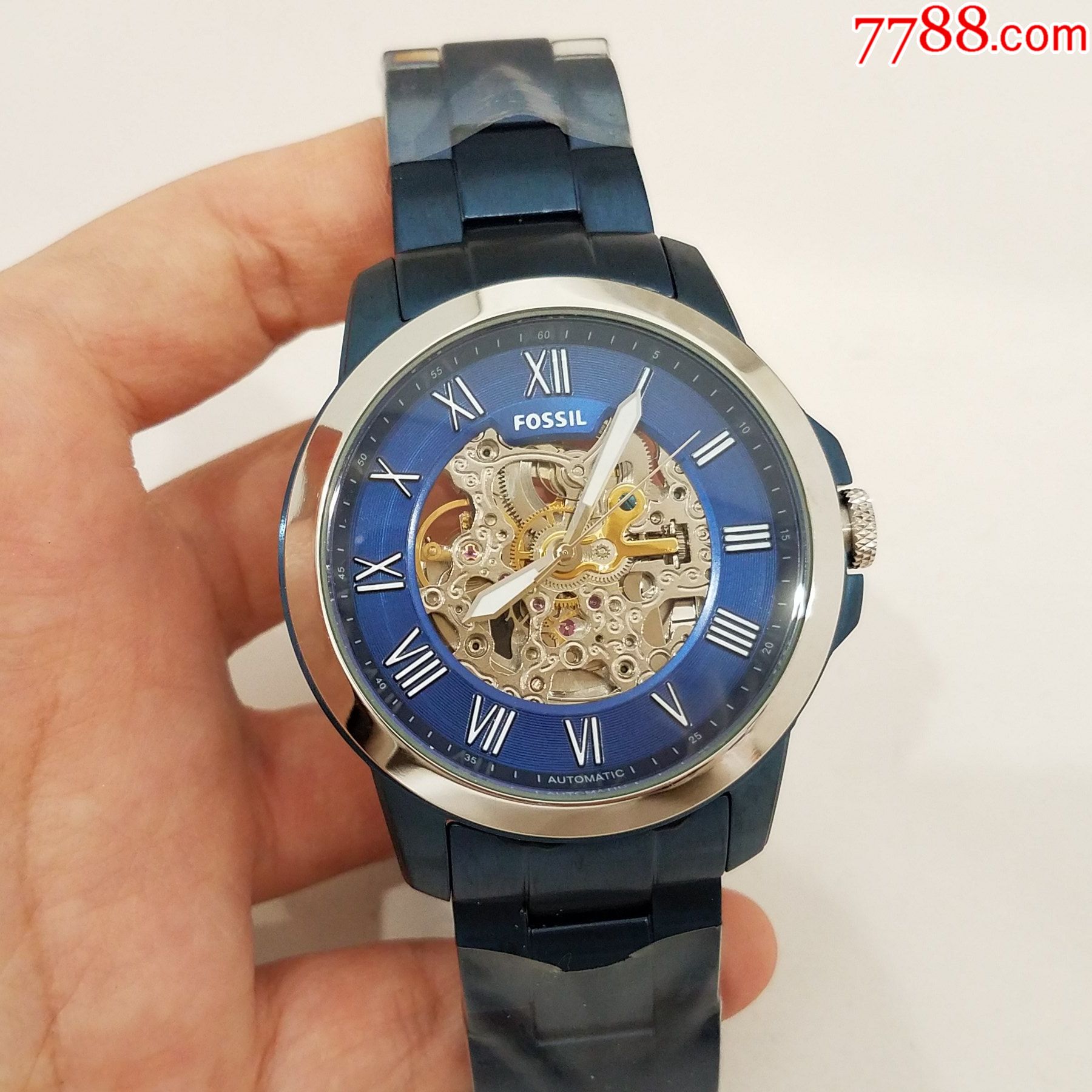 【全新,美品】【大号表径】化石fossil自动机械男表【漂亮雕花镂空