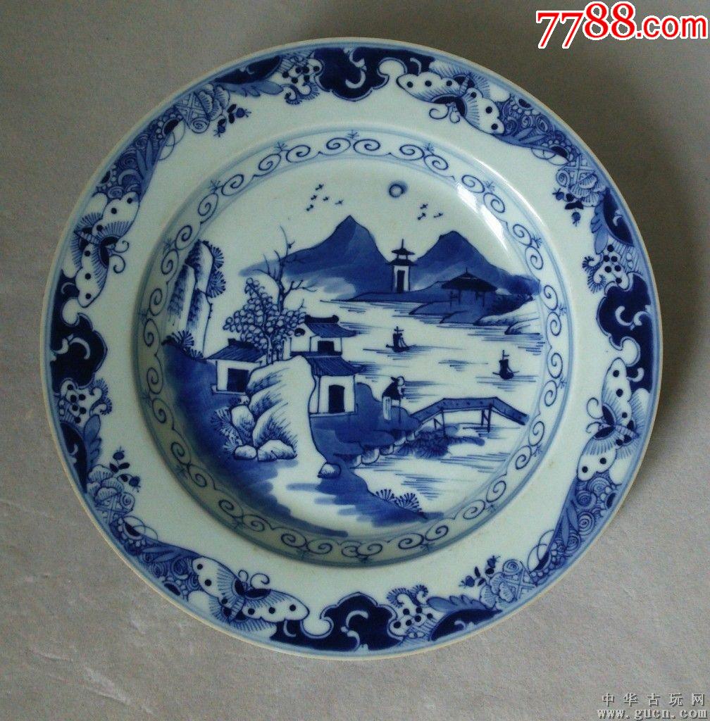 青花盘子口径约22.6厘米