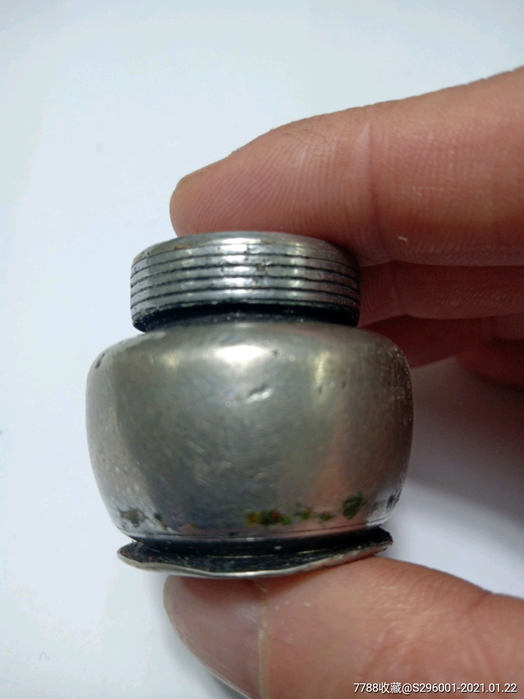 民国铜镀银铜墨瓶